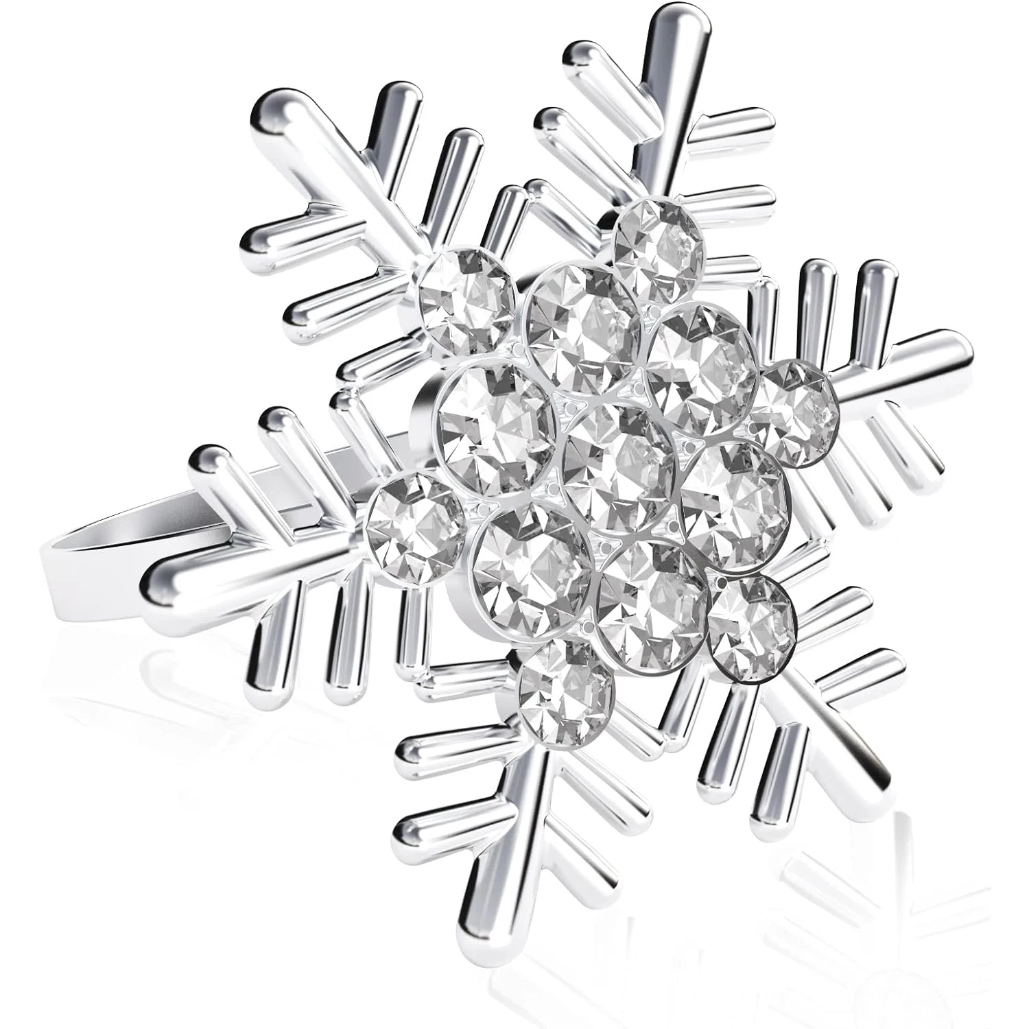 Tabletex Sliver Snowflake Christmas Napkin Rings for Dinning Table Setting ustic Dinner Tables Setting Decoration for Christmas