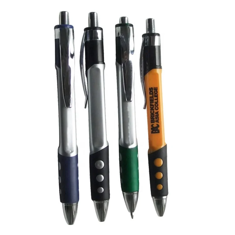Cheap Price Promotional logo printed plastic Click Ballpoint Pen Wholesale Rubber Grip Pen