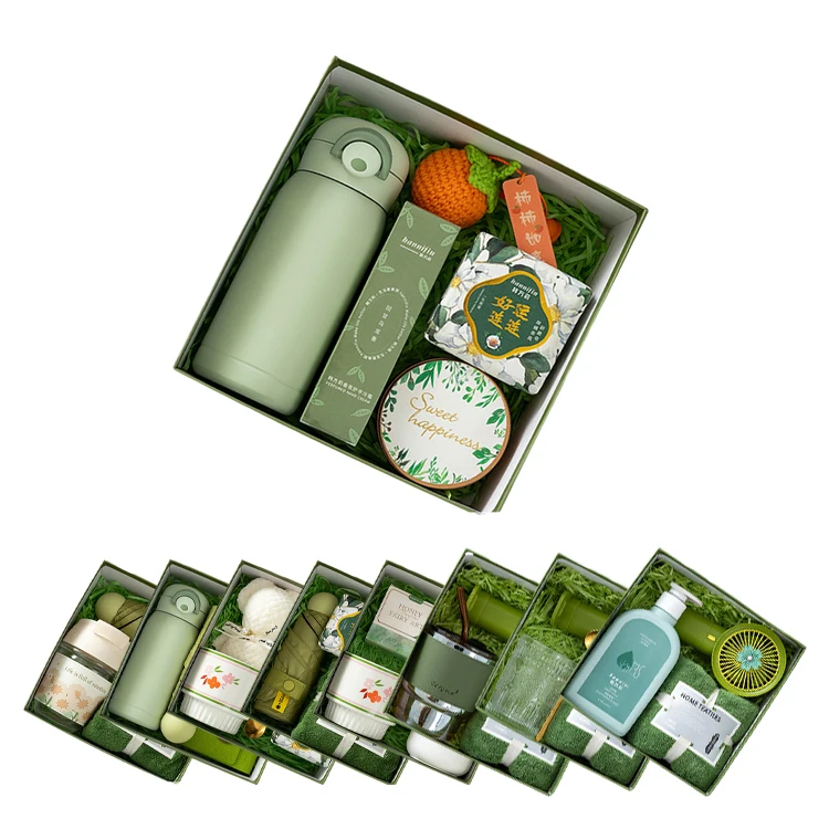 Small Green Women Gift Box Wedding Thank You Return Cup and Umbrella Gift Set for Guest