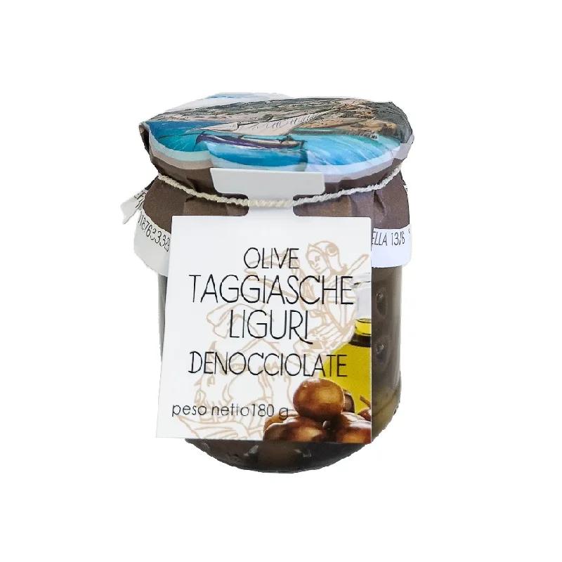 100% Made in Italy Taggiasca Olives in EVOO High Quality Gourmet Product 180g
