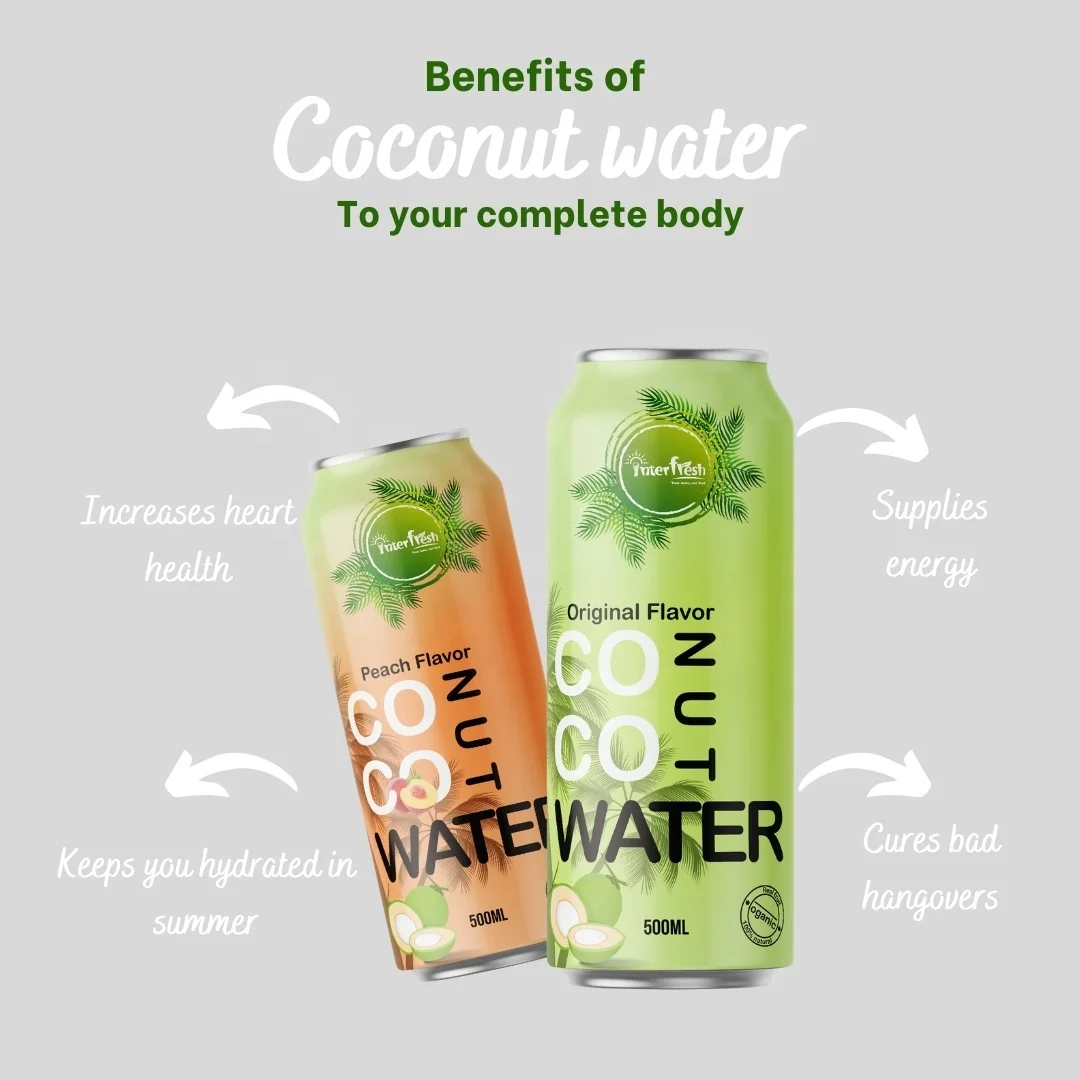 100% Natural Coconut Water Juice Drinks Agua De Coco Con Pulpa Fruit Juice With Pulp Pure From Interfresh