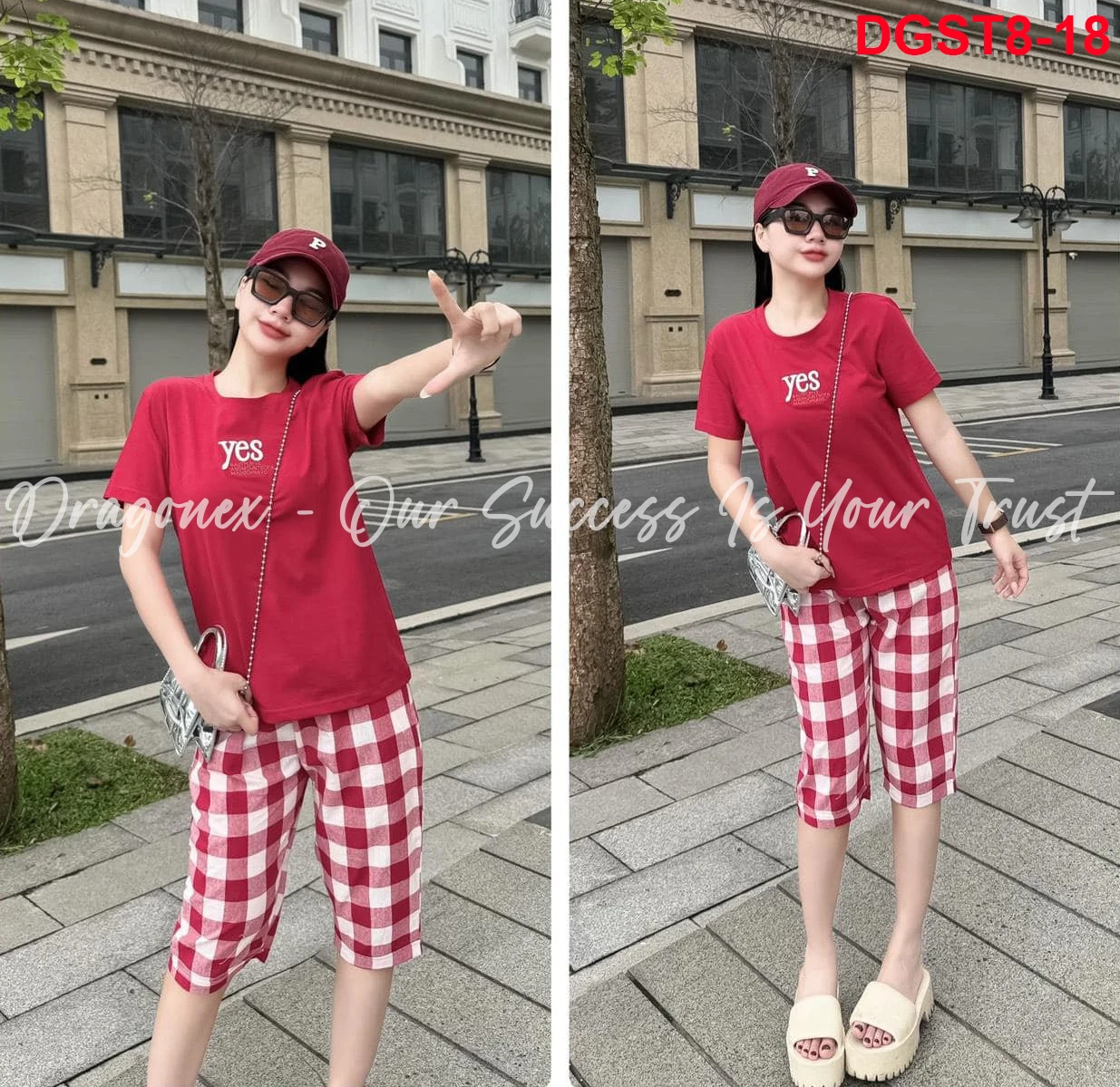 Set Of Clothes With 2 Types Of Pants To Choose From Short-sleeved T-shirt With The Word YES Printed In Smooth ST83 Cotton Fabric