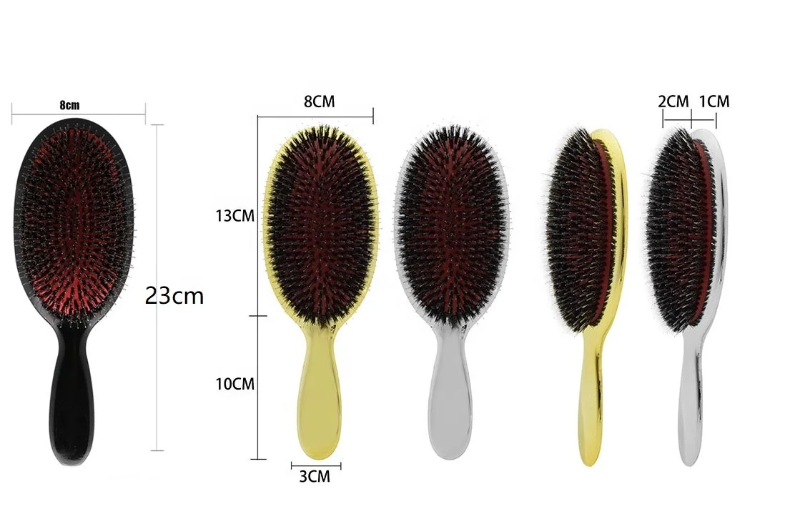 HEYAMO Private Label Fashion Magic Paddle Hard Bristles Brush Mixed Boar Bristle Customized Women Hair Wig Extension Brush Set