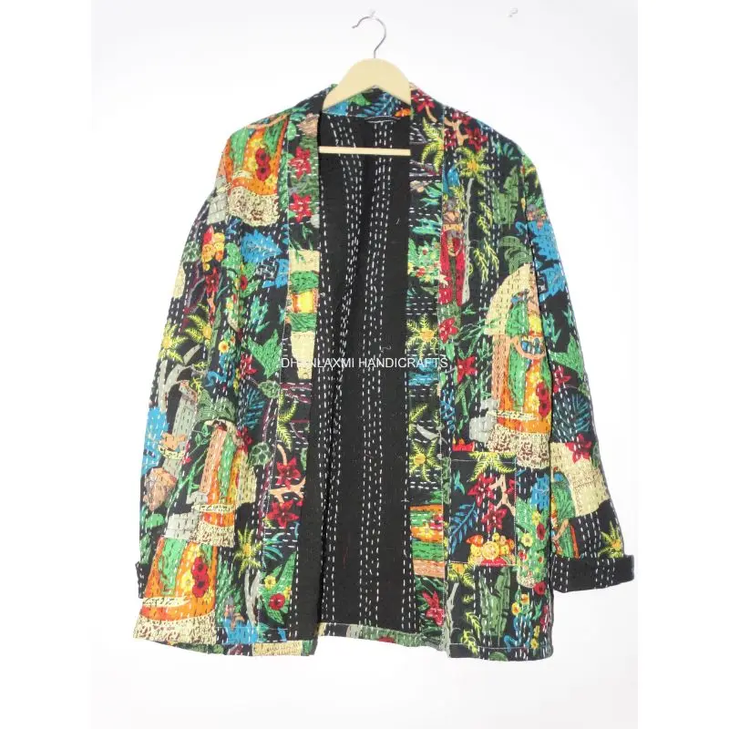 New Collection Indian Cotton Jackets Frida Kahlo Block Print Jacket Handmade Winter Coat Bohemian Outfit Unisex kantha jacket