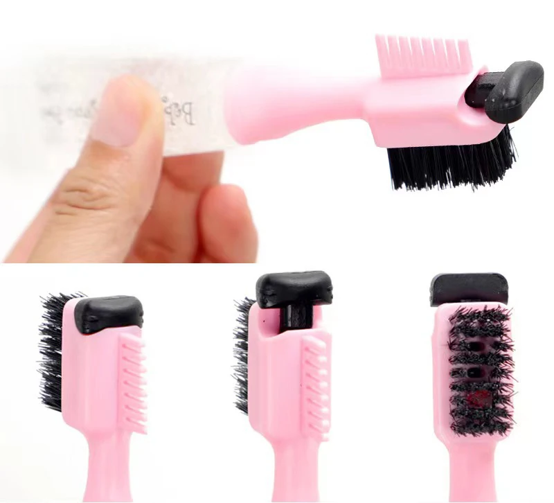 Private Label Baby Hair Edge Control Gel Brush 3 In 1 Strong Hold Baby Hair Brush Comb With Gel