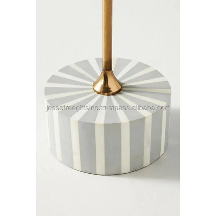 Bone Inlay Resin & Metal Pipe Coffee Table With Gold Powder Coating Finishing Round Shape Floral Design For Living Room