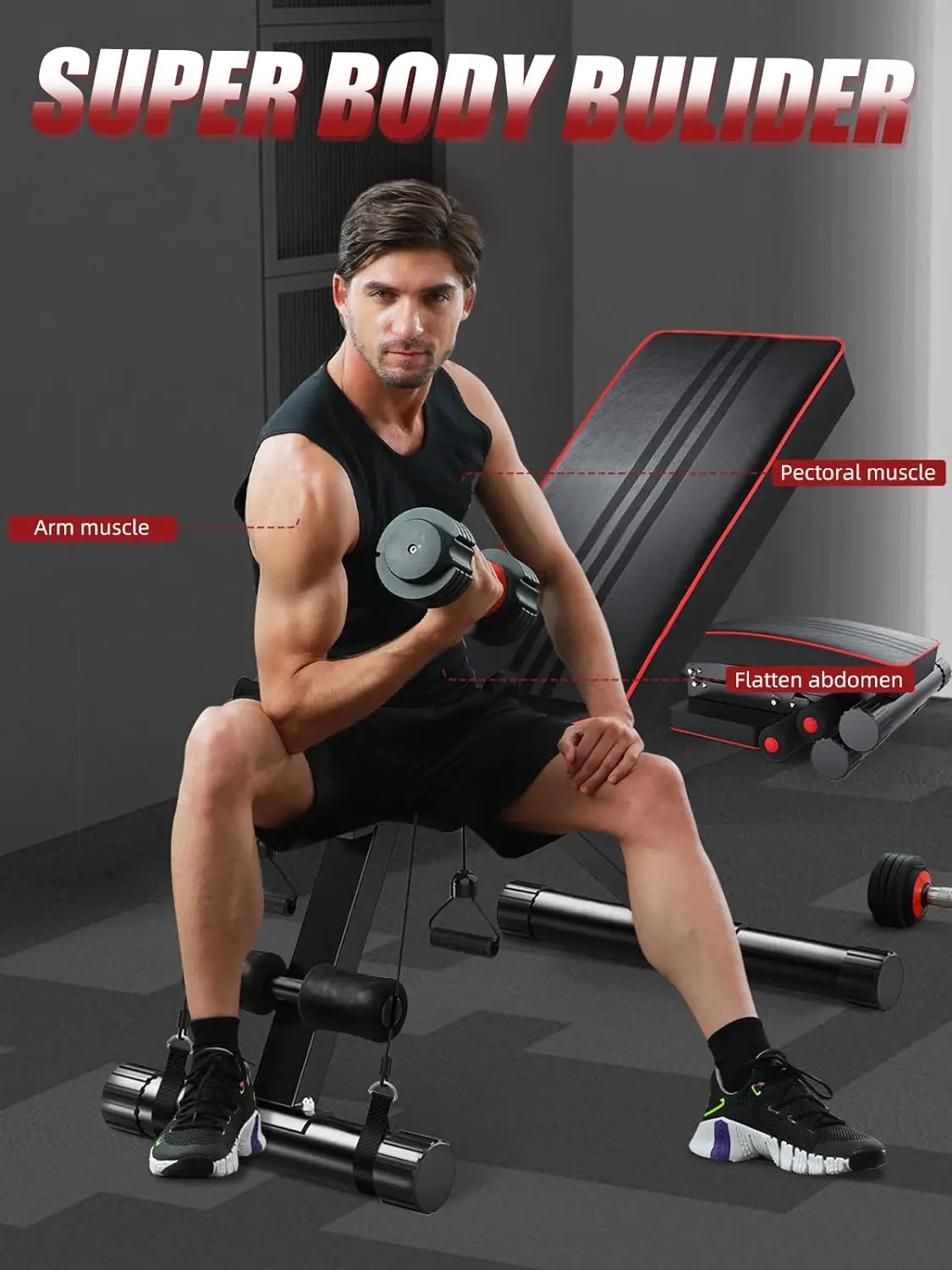 Adjustable Weight Bench - Utility Weight Benches for  Workout Foldable Incline/Decline Bench Press for Home Gym
