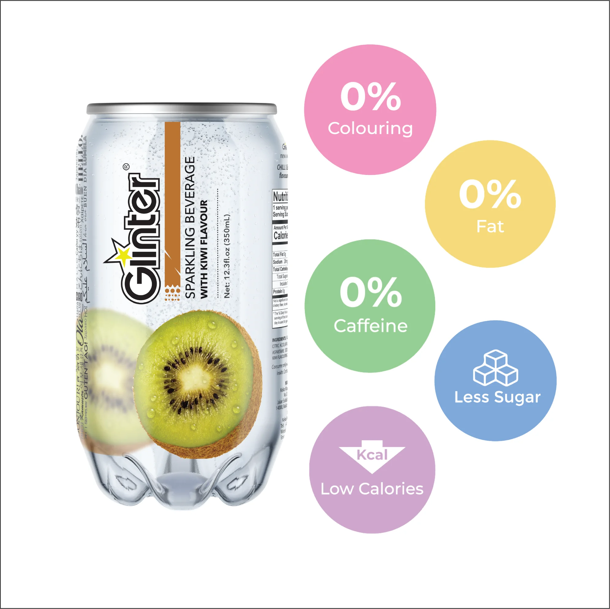 Premium Quality Hot Selling Carbonated Lightly Sparkling Beverage Soft Drink Kiwi Flavor Malaysia Halal Beverages Manufacturing