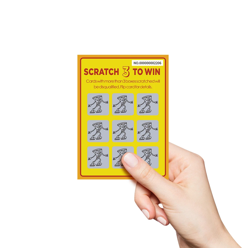 Лидер продаж, рекламная карта, скретч, пользовательский шаблон, защищающий от несанкционированного доступа, выигрышный приз, полноцветная печать, бесплатный онлайн лотерейный билет