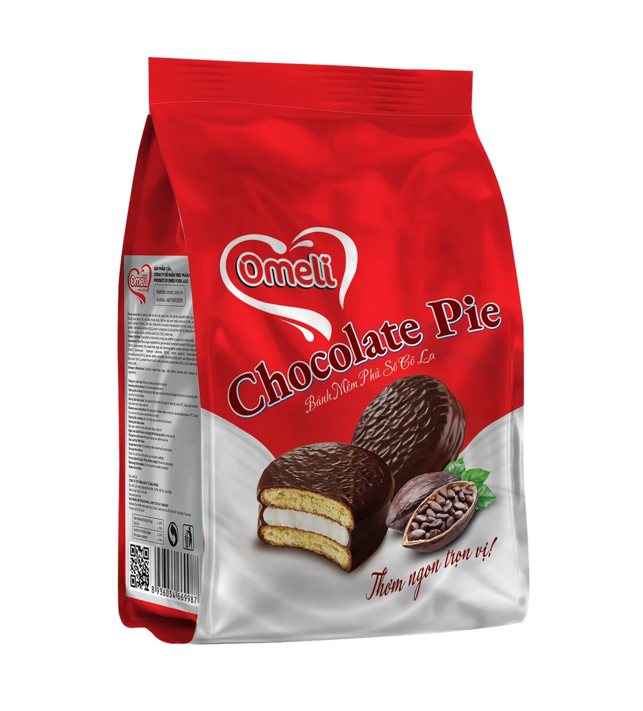Omeli/OEM Brand High Quality Chocolate Coated Original Flavor Biscuits Pie in Box Delicious Cake Made in Vietnam