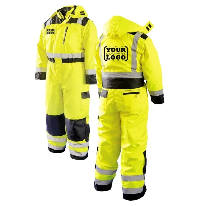 HiVis Class 3 Premium 300D Heavy Duty Cold Weather Safety Coverall  Diffrnent Color And Size Full Body Coverall