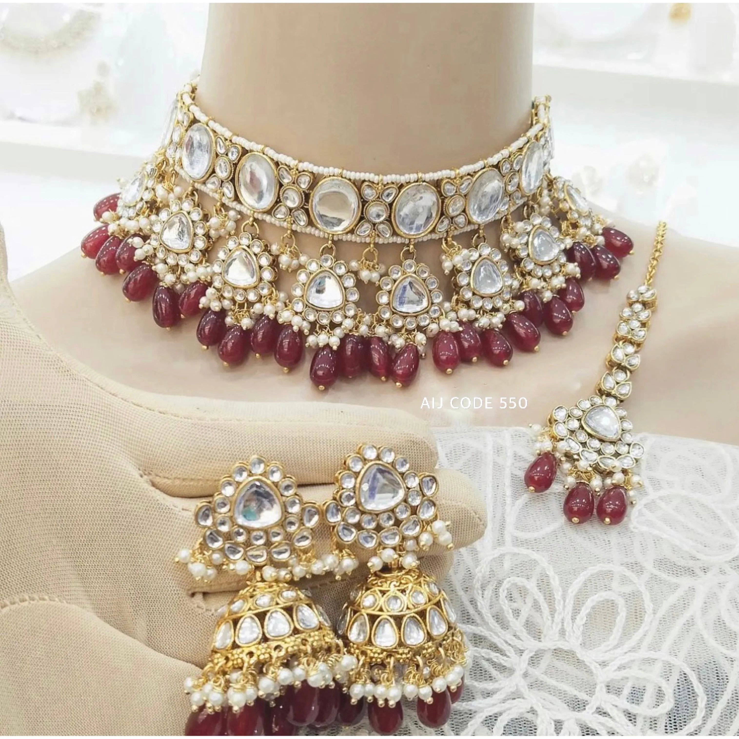 Exquisite Traditional Indian Designer Bridal Wedding Jewellery Set Wholesale Export from Indian Exporter Including Necklaces