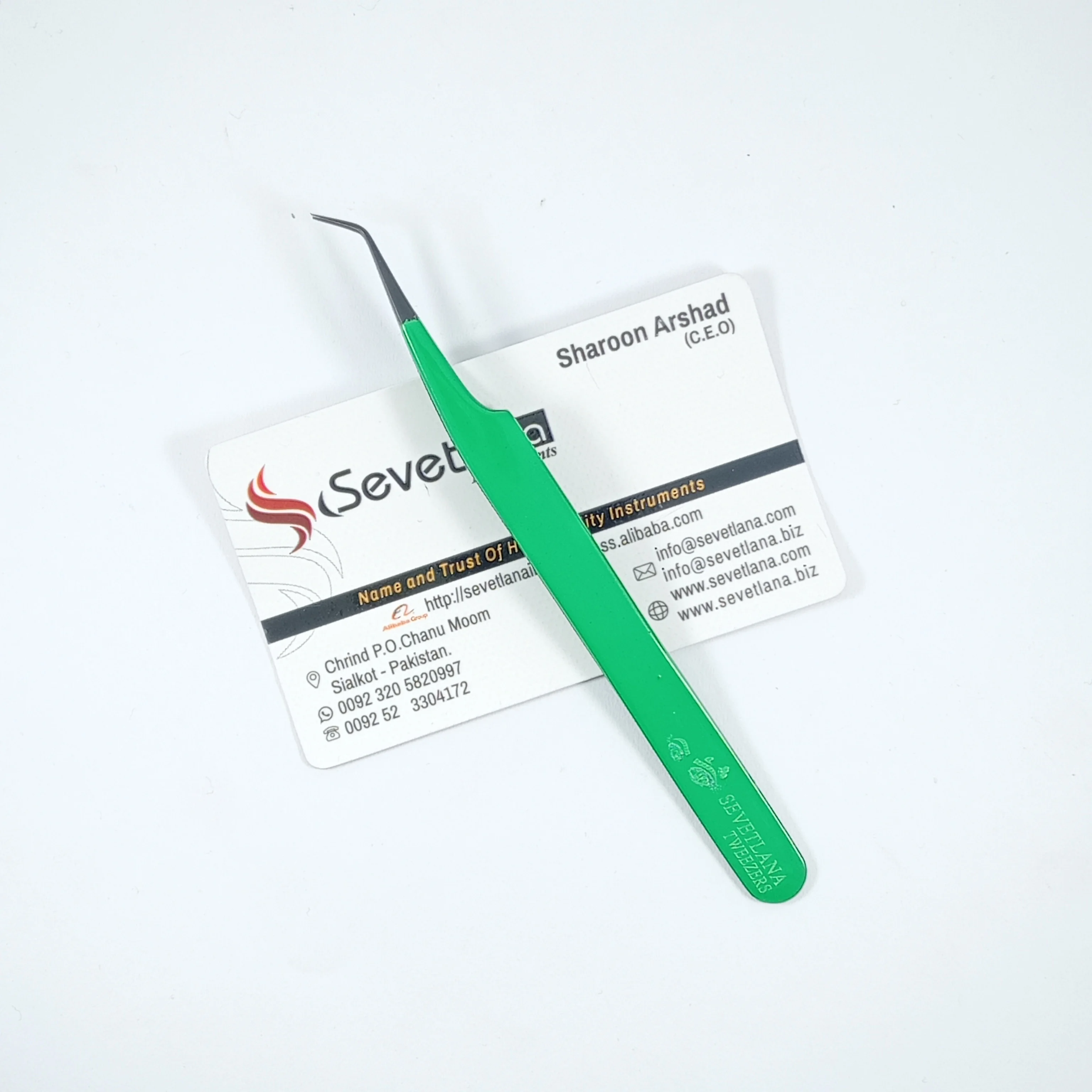 2 Pieces Print Logo Fiber Tip and Smooth Tip Volume Eyelash Tweezers Set 2 Pcs  Tweezers Custom Private Label Lash Tweezers