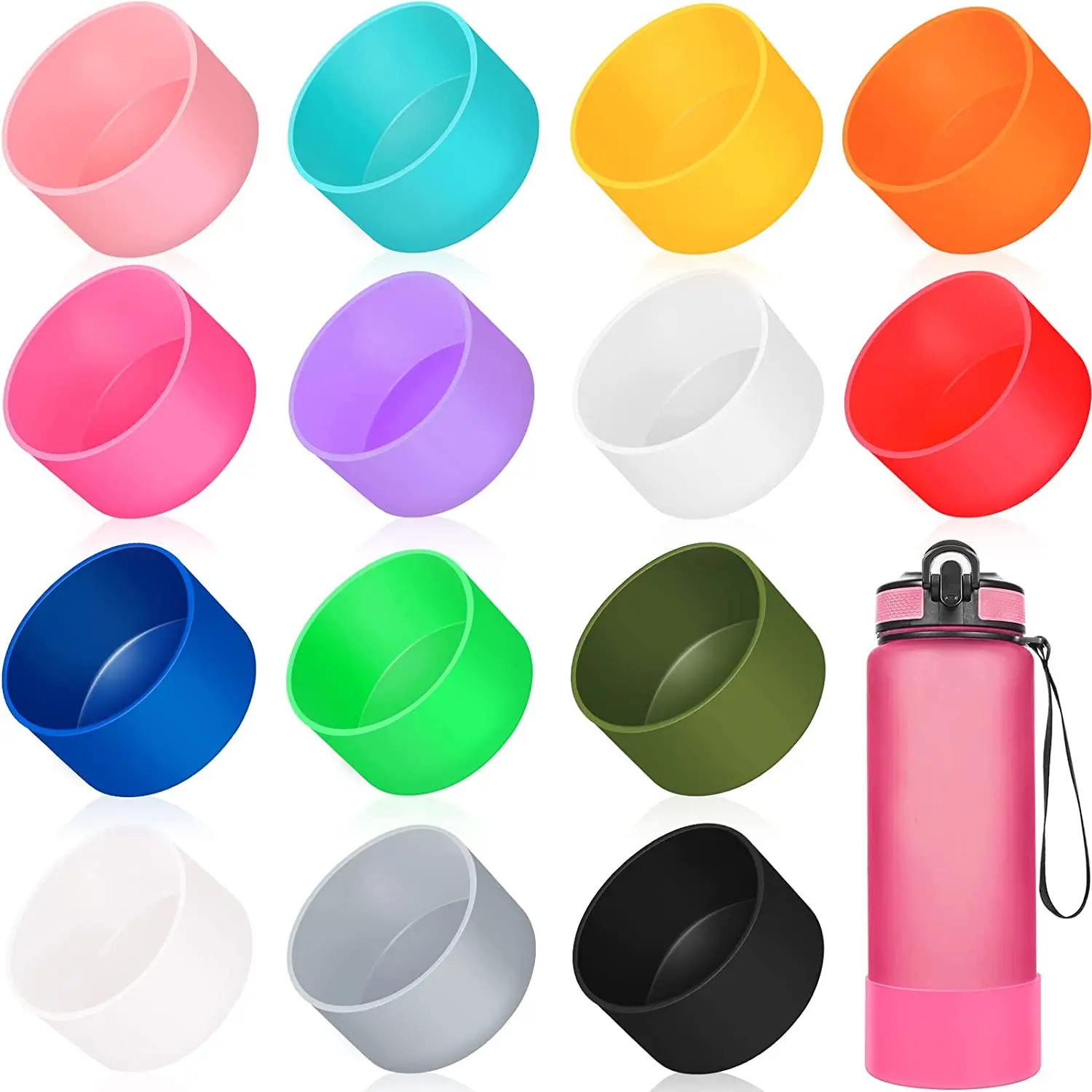 Wholesale custom silicone sleeve anti-slip sports water bottle cup silicone rubber sleeve for tumblers