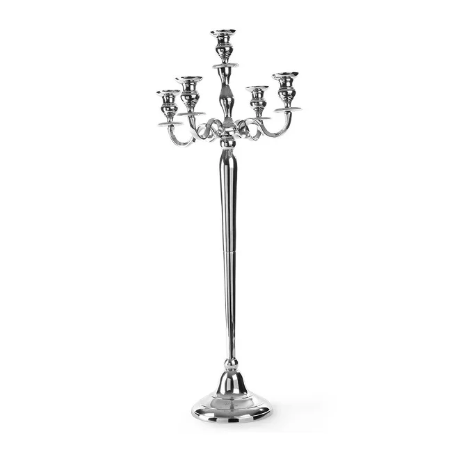 New Arrival 4 Arms Silver Finished Wedding and Christmas Use Candelabra for Decoration Metal Candle Pillar Stand & Flower Vase