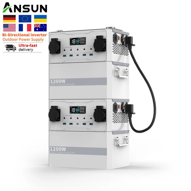 ANSUN Portable Power Station 1200W Solar Panels Generator Outdoor LiFePO4 Battery Outdoor Bank