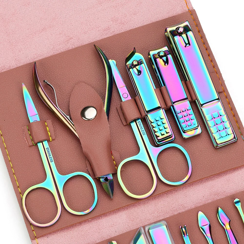 New Custom professional stainless steel manicure set pedicure kit in surprise color for ladies