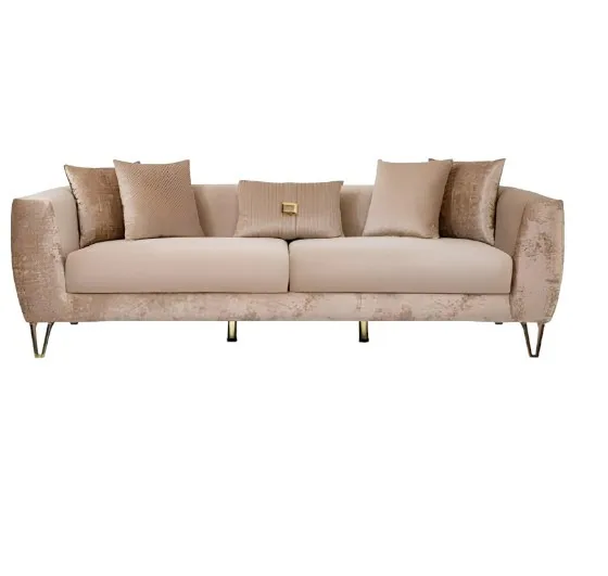 Three-seater couch upholstery beige sofa couches xxl furniture living room fabric