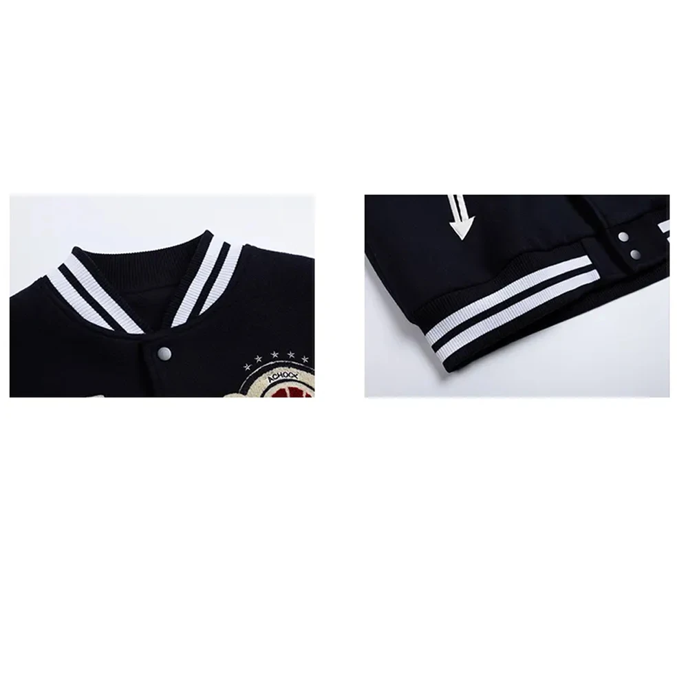 New 2023 Black Women Custom Embroidery Logo Sleeves Chenille Baseball Letterman Varsity Jacket College Pus Size Baseball Varsit