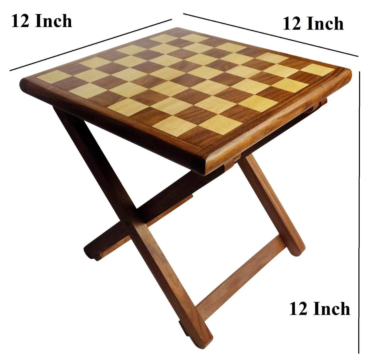 Kids 12X12 Inches Handmade Wooden Table Chess - Foldable With Storage Box (12 Inch) In Multicolor- Tournament Chess Table