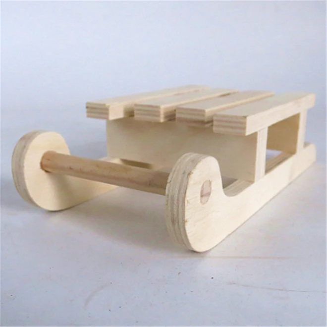 Wooden Mini Sled Ornaments Tabletop Wood Sleigh Display Stand Base Sleigh Decoration Candle Holder Sledge Christmas Winter Decor