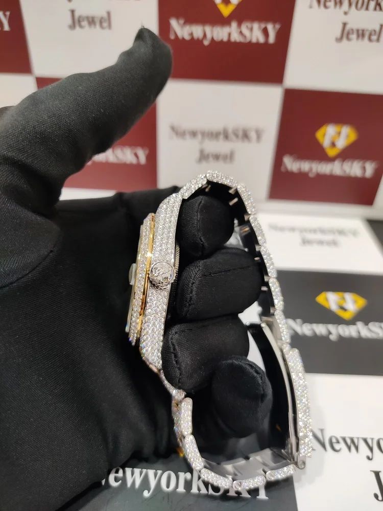 Cheap Price 41 MM Luxury Hip Hop Customized Moissanite Watch Pass Diamond Tester VVS Moissanite High Quality Iced Out Watch For