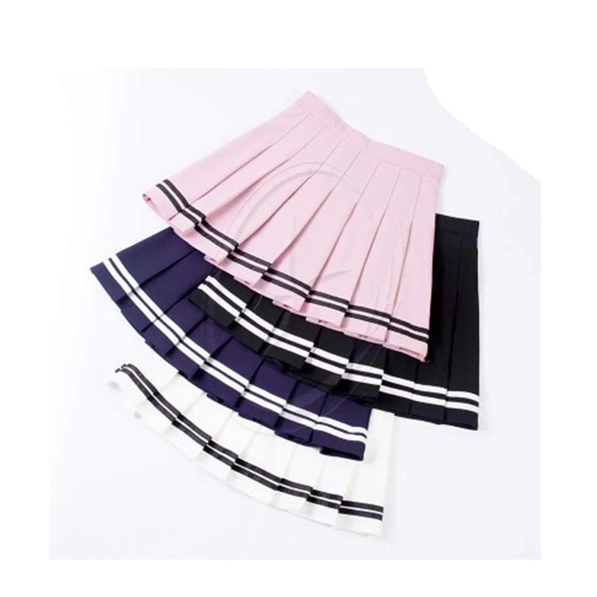 Elastic Waist Sweet Girls High Waist A-Line Women Striped Stitching Sailor Pleated Skirt skorts manufacturer