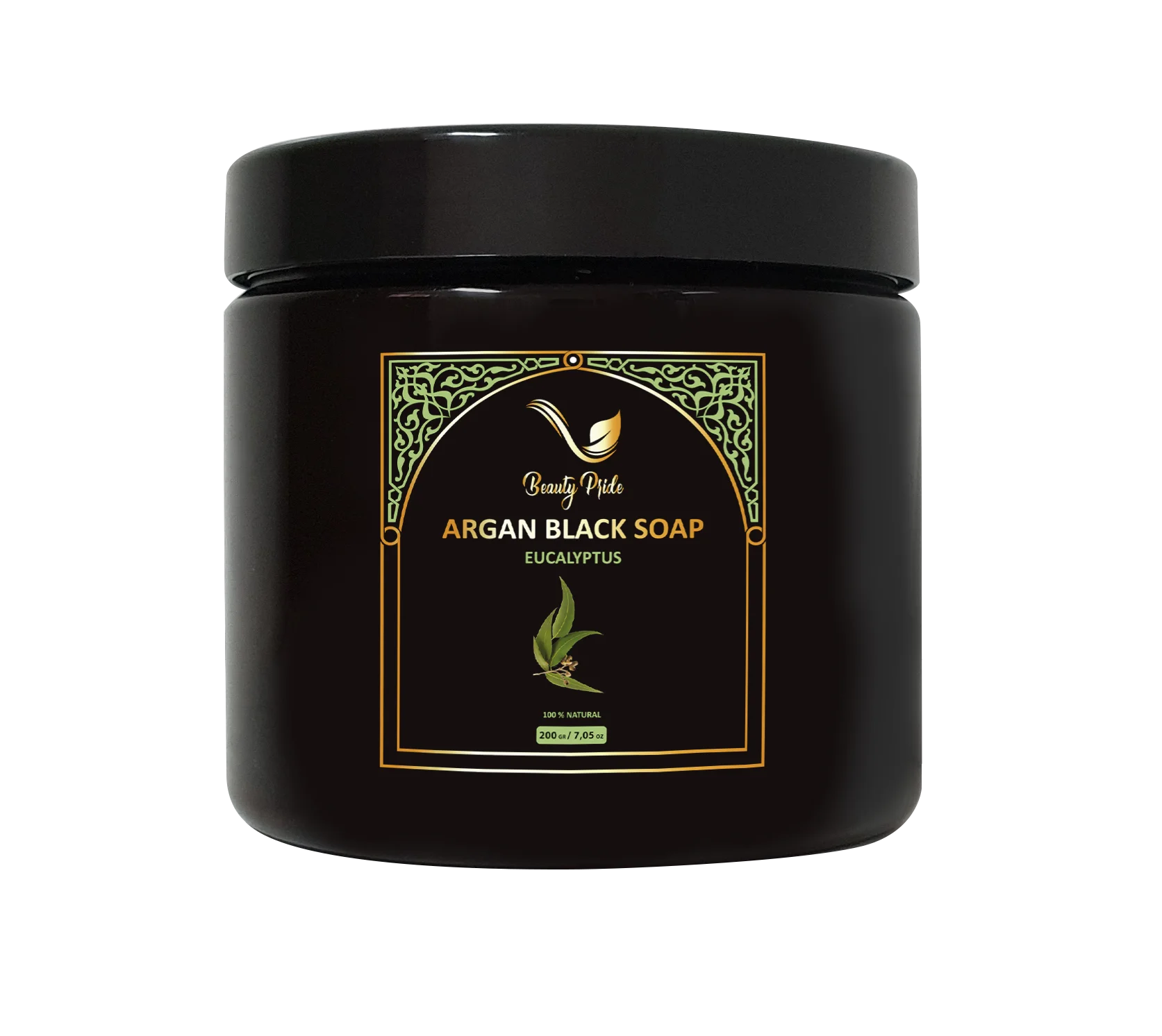 Hot Sale Moroccan Pure Argan Moisturizing & Nourishing Black Soap  with Eucalyptus Deep Cleansing Best Skin Detox Private label