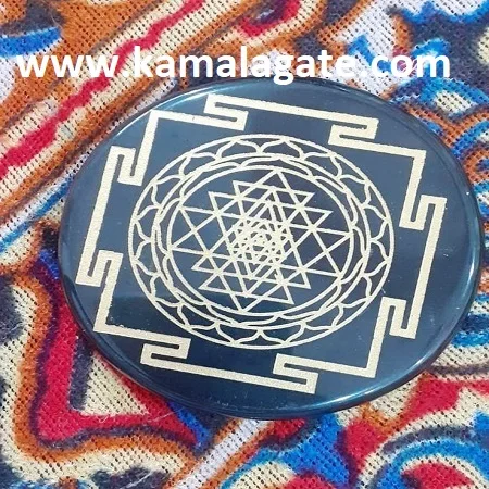 Кристалл черный агат Метатрон с платонической гравировкой