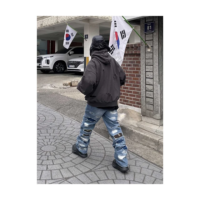 New Best Selling In Korea DEMADEN HOLIDAY-DESTROYED DENIM PANTS High Quality and Hot Selling