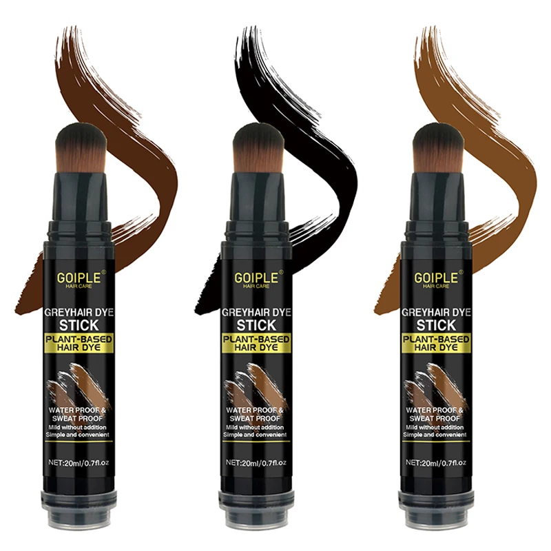Private Label Waterproof Gray Hair Dye Stick Wig Lace Color Pen Brush Semi-Permanent Root Cover Up Grayhair Hairline Concealer