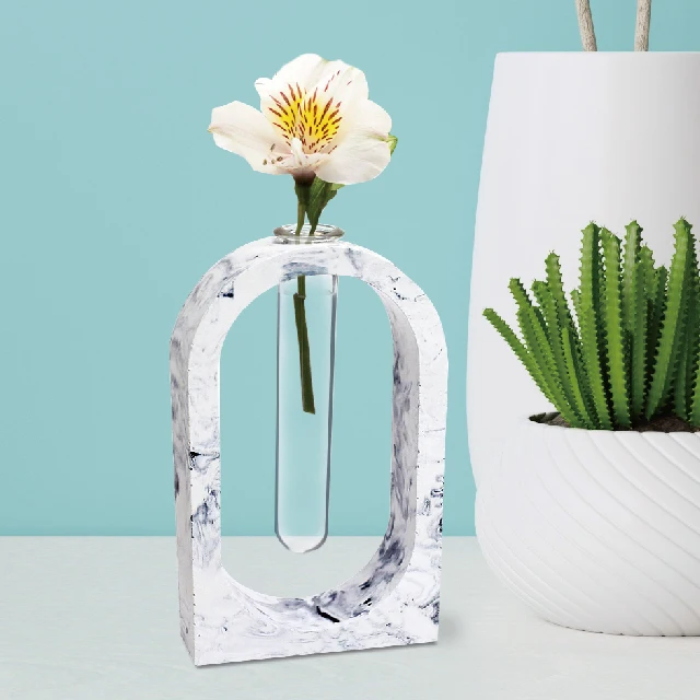 DIY marble effect concrete flower pot cement vase