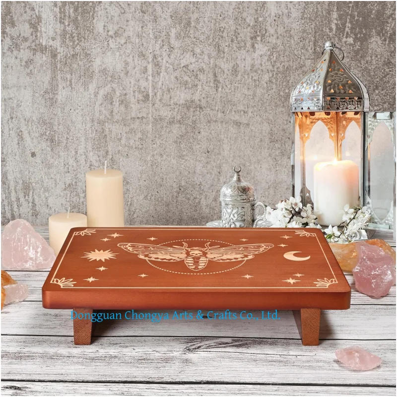 Custom Wooden Meditation Table Altar Buddhist Shrine Wiccan Alter Table for Practicing Tarot Card Decorative Riser Wood Tray