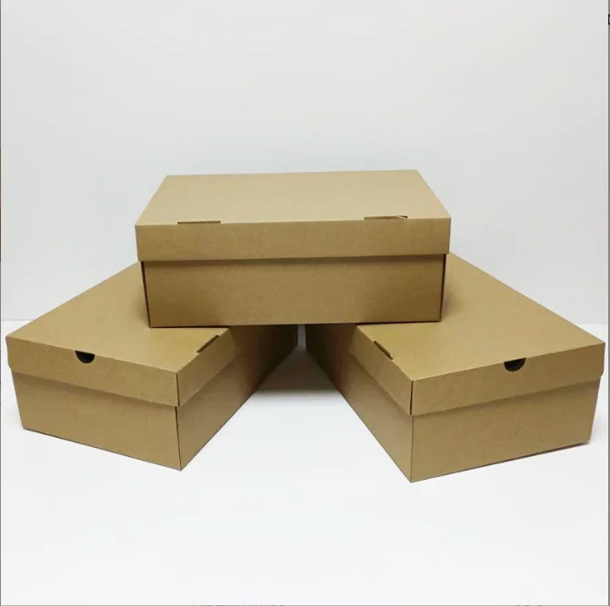 Customizable Logo Extra Hard Kraft Paper Flip-Top Shoe Box Recyclable Storage Packaging for Shoes