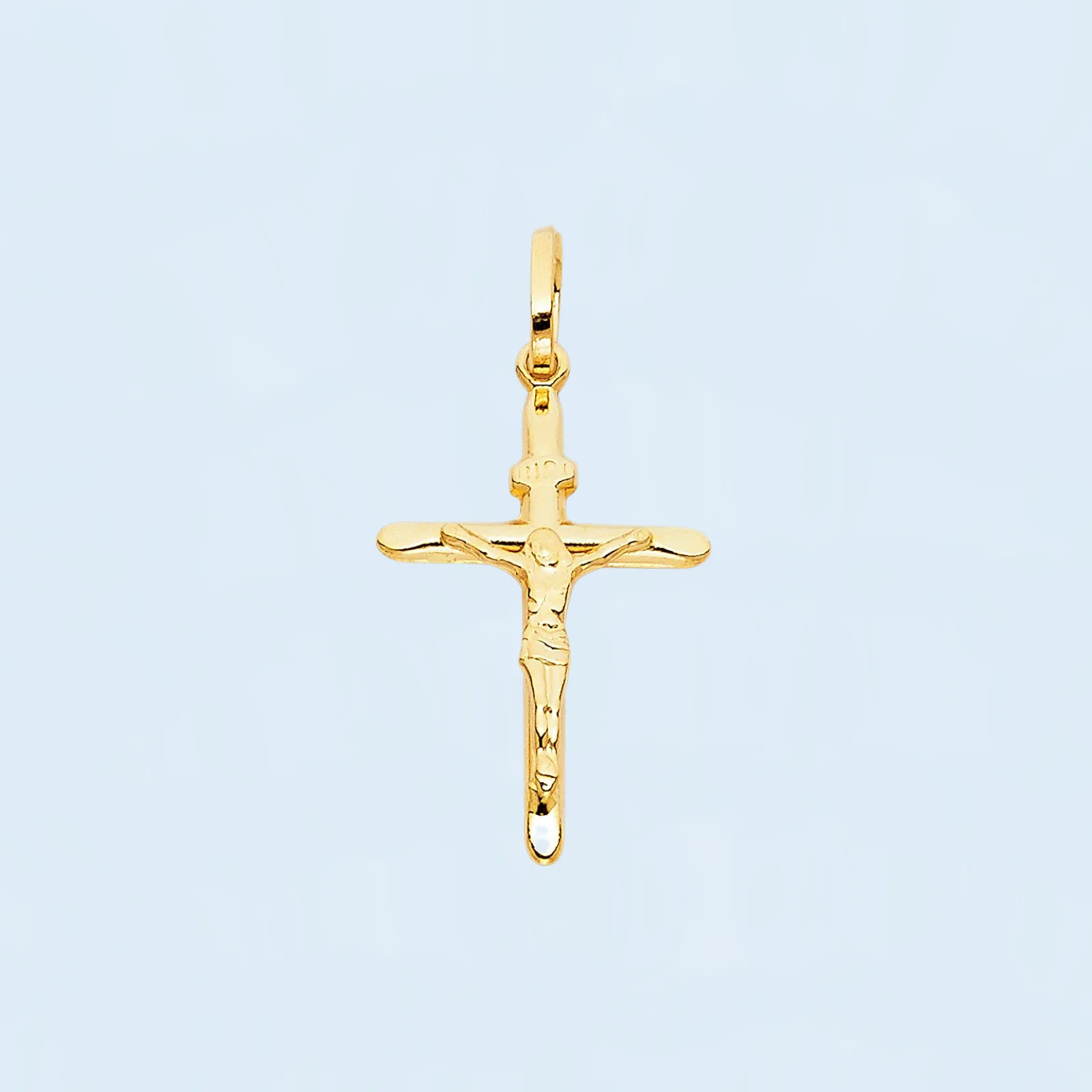 14K Yellow Gold Plated Crucifix Christian Iconic Cross Pendant for Men and Women Elegant Religious Accessory