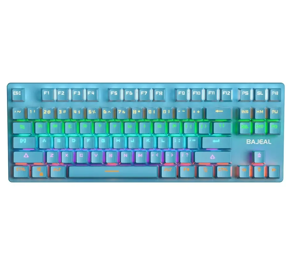 Bajeal K200 87keys Wired keyboard RGB backlight mechanical keyboard blue/pink Gaming Mechanical Keyboard