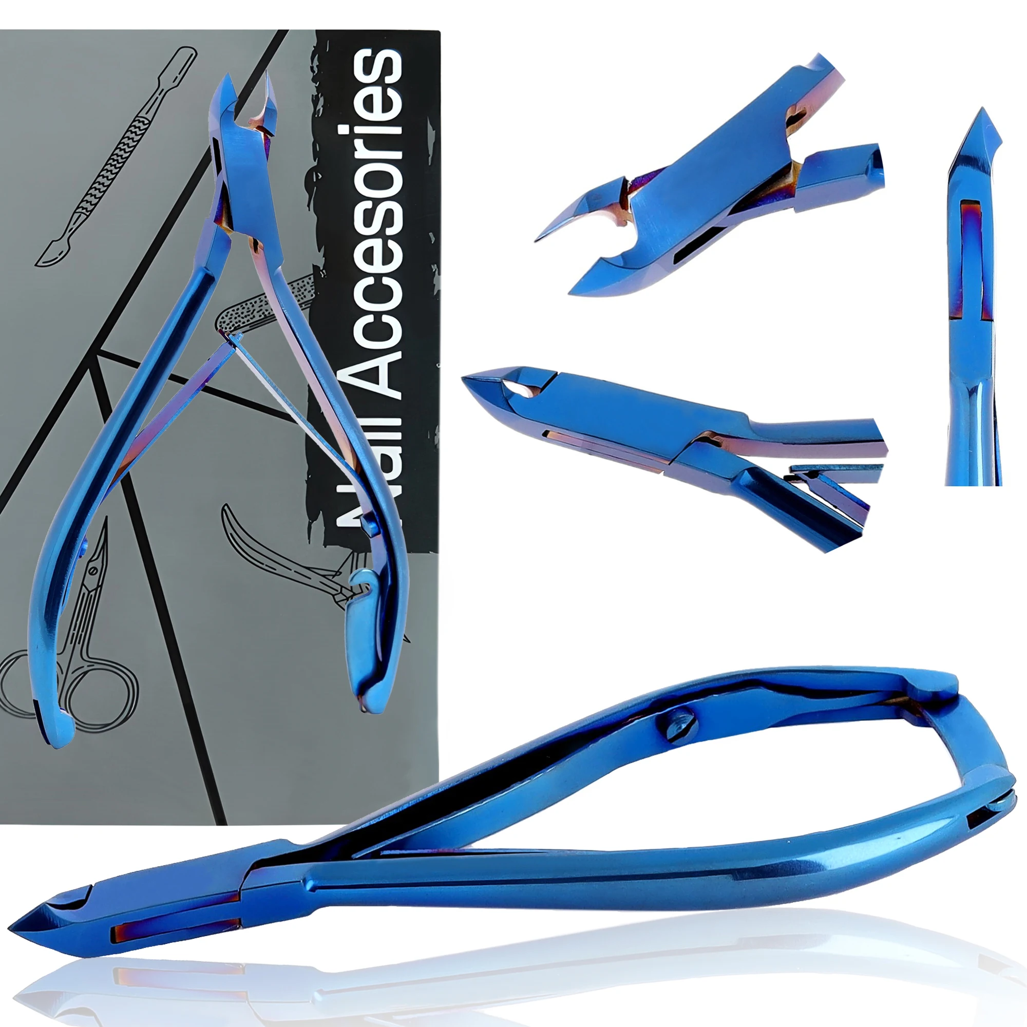 Modern Blue Nail Clipper with Dual Spring and Lock Mechanism Nipper Sustainable High-Strength Steel Nail Clipper for Tough Nails