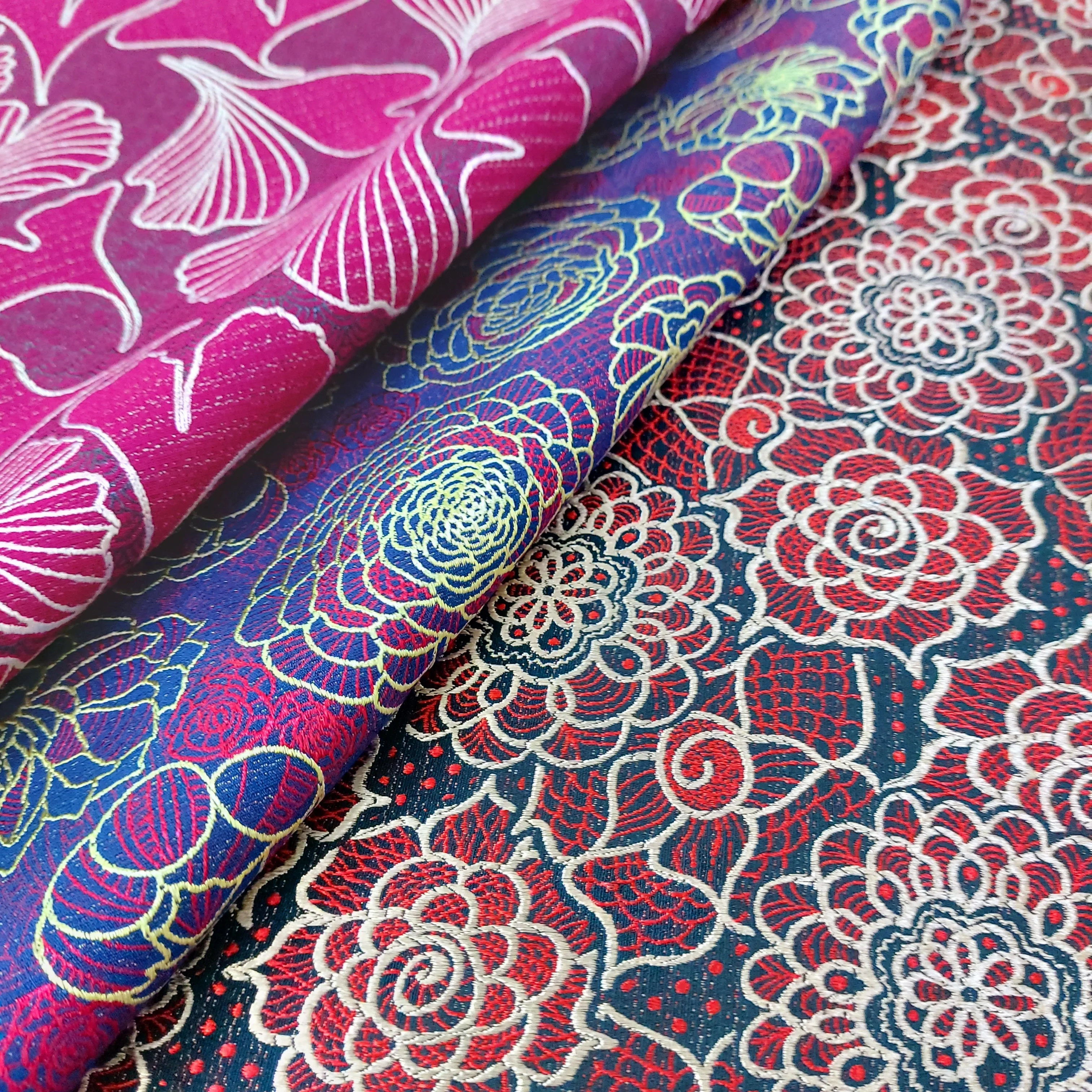 Jacquard Fancy Fabric Wholesale Price Flowers Motif For Women Long Dress Balochi Kaftan Longyi Aodai Woven Fabric Vietnam #K484B