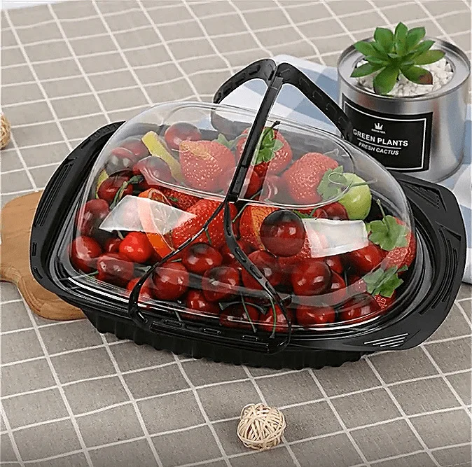 Portable Disposable Rectangular Turkey Roast Chicken Roast Duck Boxes Carrier Food Containers Fruit Packaging Box