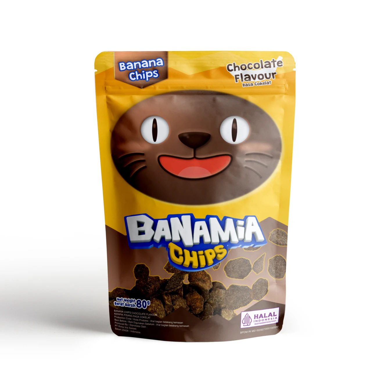 Banamia Chips Yellow Banana Chips 80g Fresh Crispy Dried Fruit Snacks with Soft Chocolate Flavour Texture