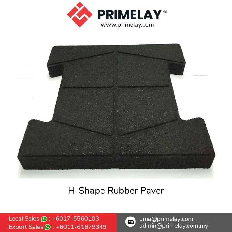 Non-Slip Longer Lifespan Rubber Flooring Accessories H-Shape Rubber Paver for Parking Garages, Driveways, Parking Decks