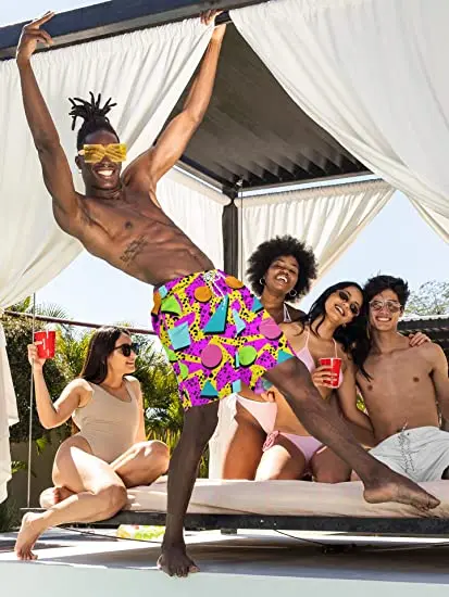 Mens Swim Trunks 9 Inch Inseam Board Shorts Beach Swimwear Bathing Suit with Compression Liner and Pockets sublimation shorts