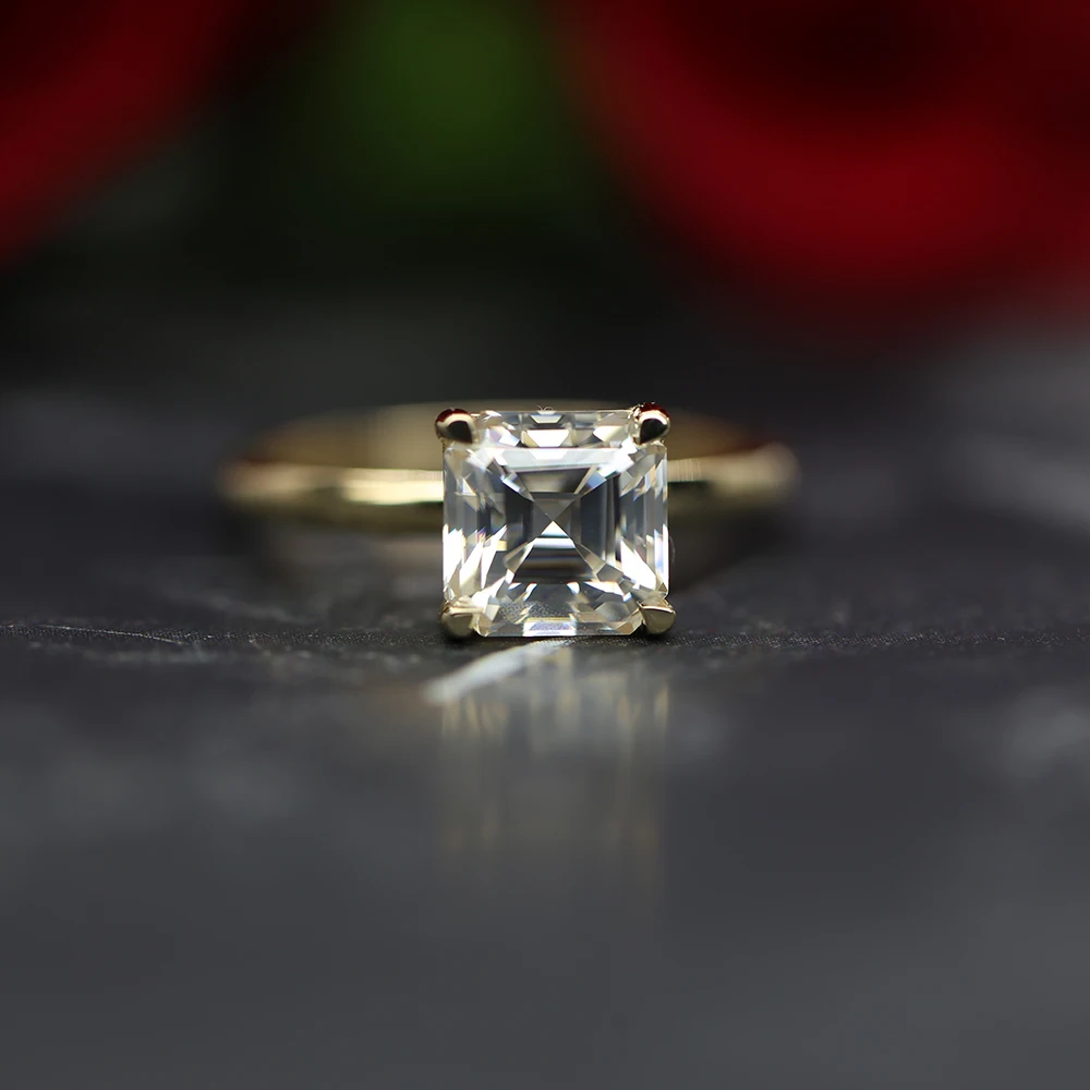 1 CT Princess Cut Solitaire Ring 18KT Gold Plated Yellow Gold Wedding Engagement Anniversary Solitaire Diamond Labgrown Ring