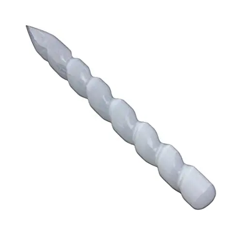 Natural Handcrafted Selenite Wand Spiral Shape Single Side Pointed for Reiki Healing Orgone Selenite Spiral Wand 4 inch Approx