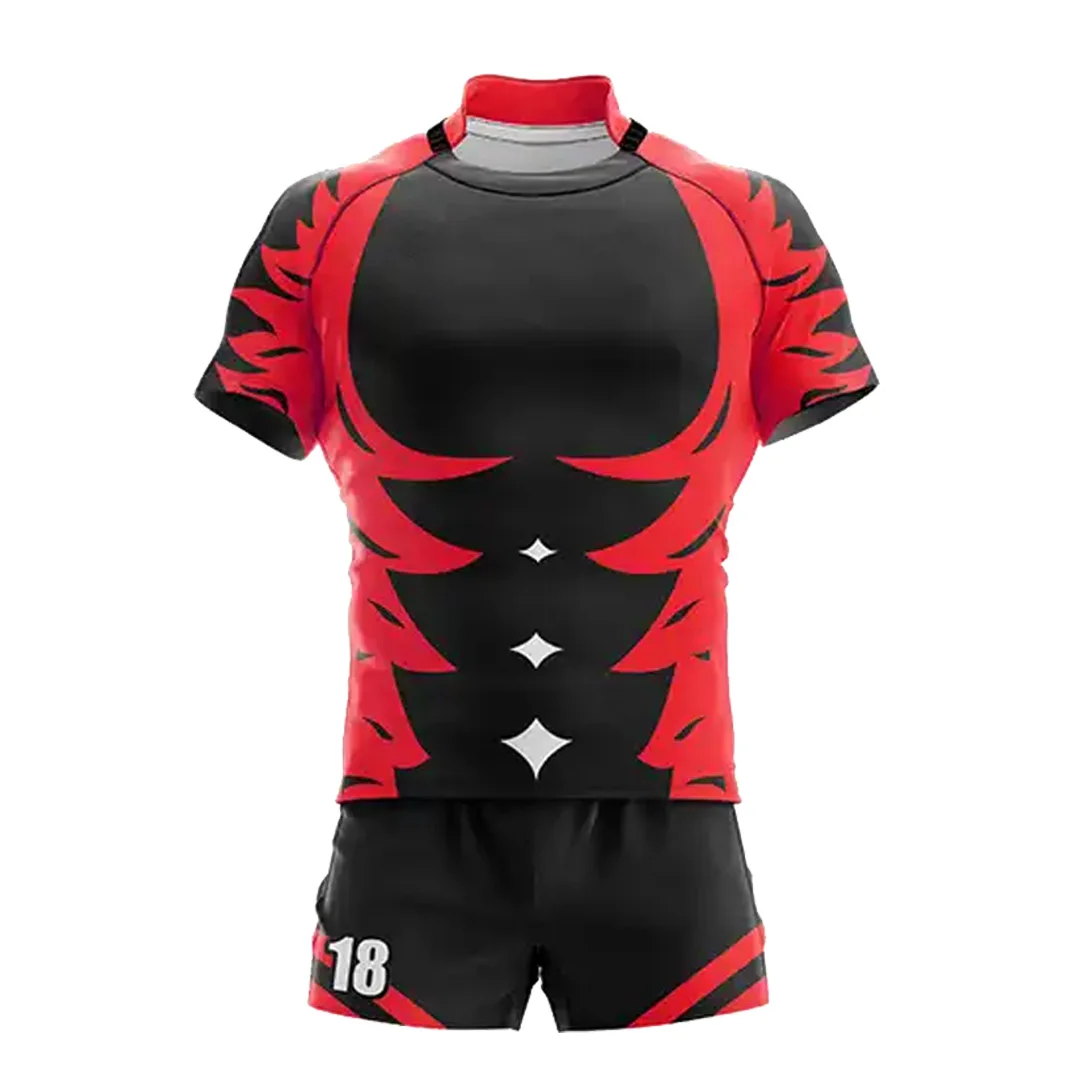 Athletic Team Name Personalized Embroidery Relaxed Loose Fit Rugby Uniform Compression Fit Vibrant Color Slim Fit Rugby Uniform