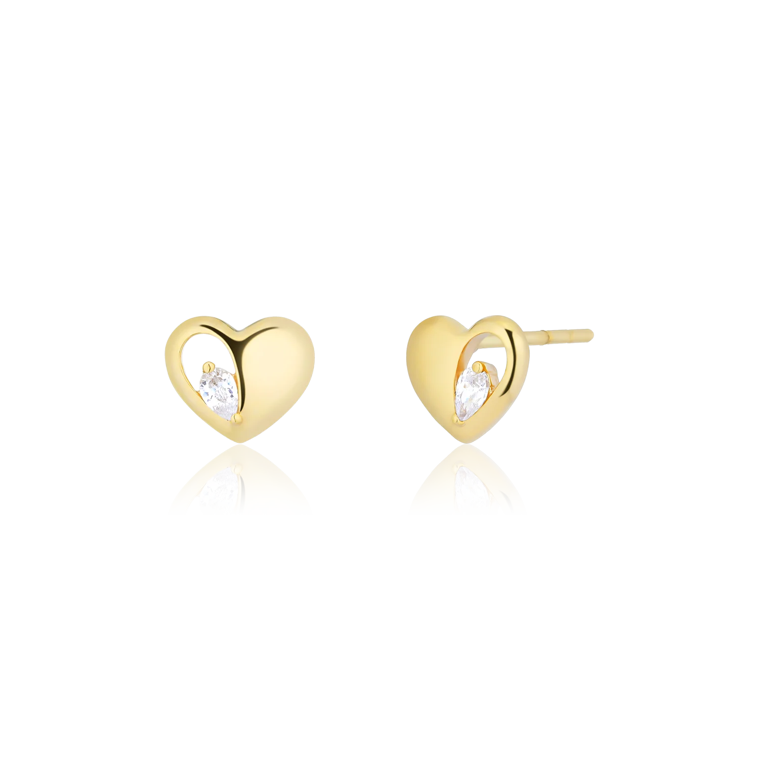 14K Gold Fine Jewelry Women Earrings Heart Shaped Wholesale With Cubic Zirconia Stone HTJ Brand Vietnam Manufacturer BT401
