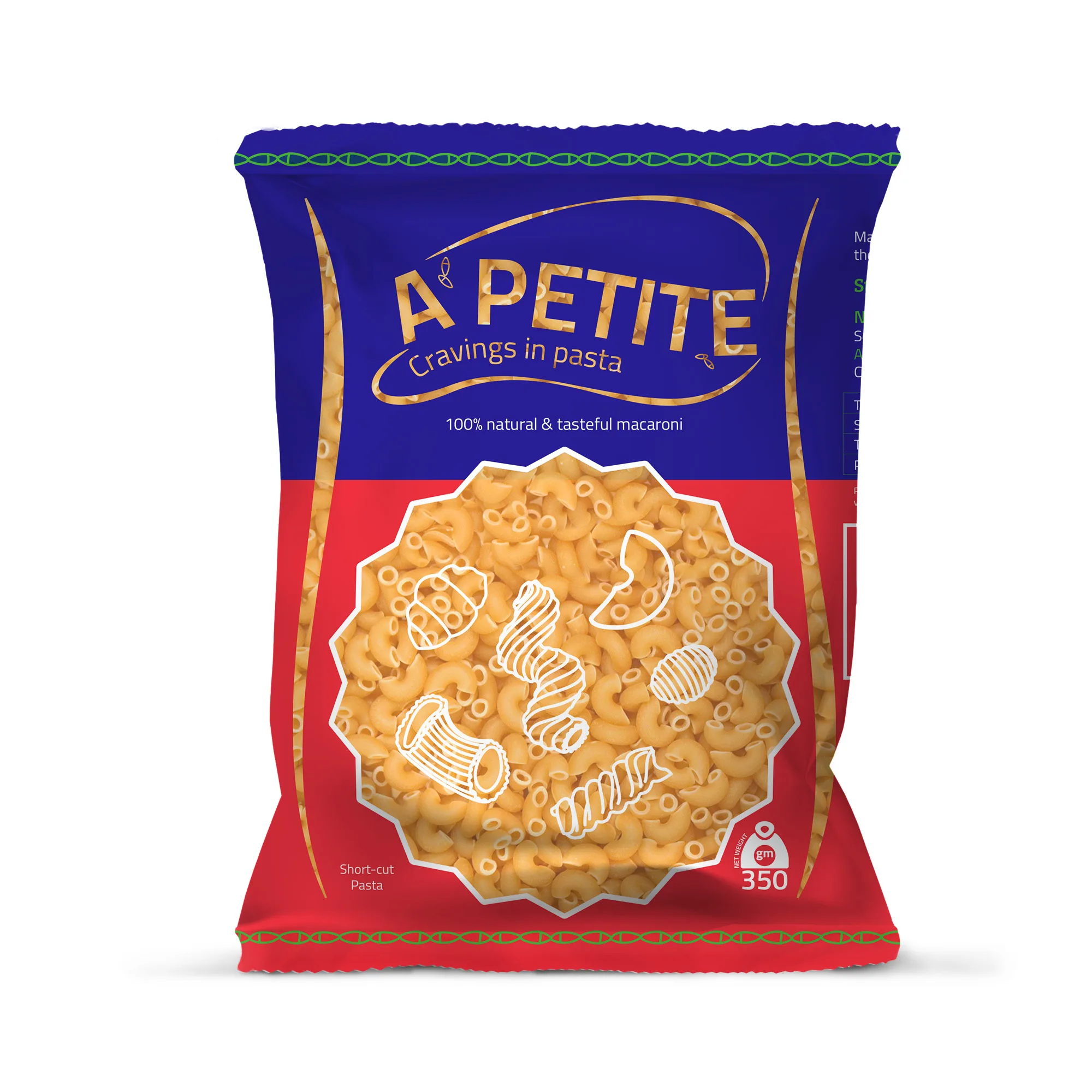 Appetite 350gr shortcut pasta Egyptian Product Non sticky pasta / High gluten shortcut pasta