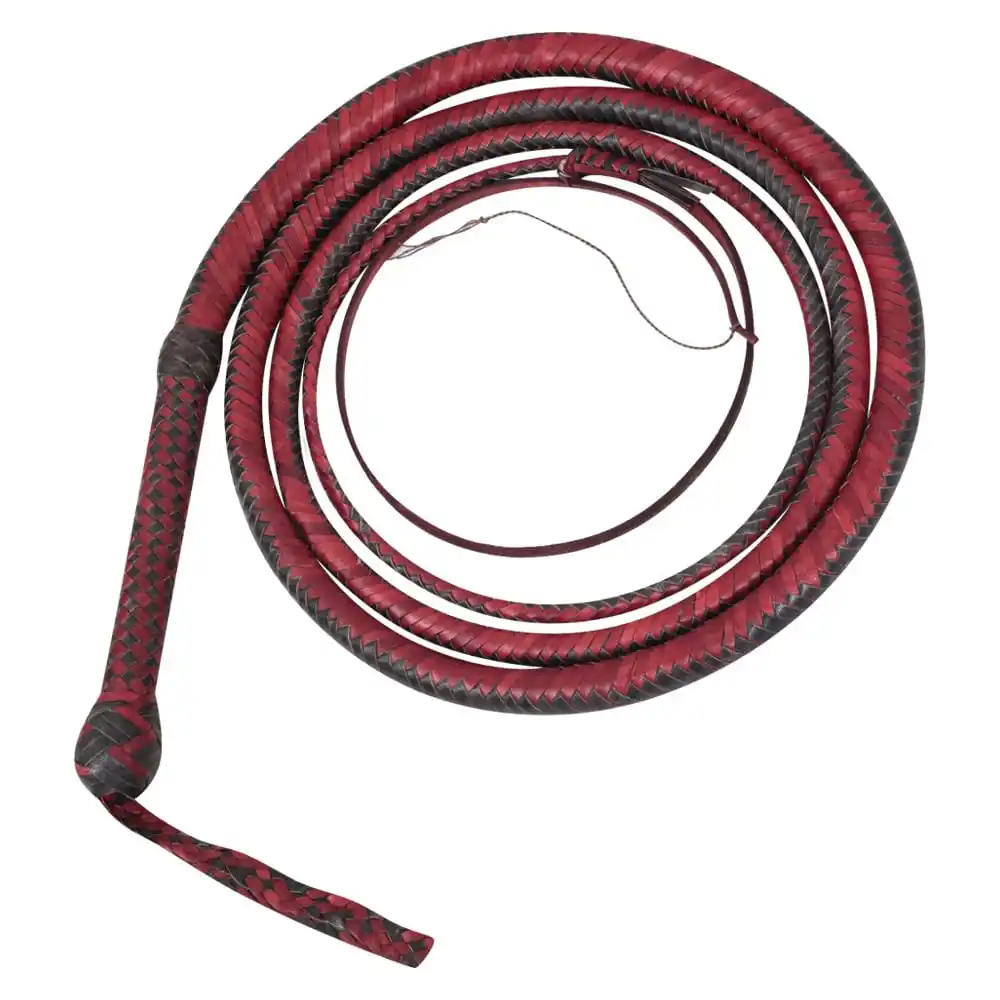 Low MOQ Leather Bull Whips Customize Color Eco Friendly Handling Training Tools 6 Feet Long 8 Plait Horse Riding Cracker Whips