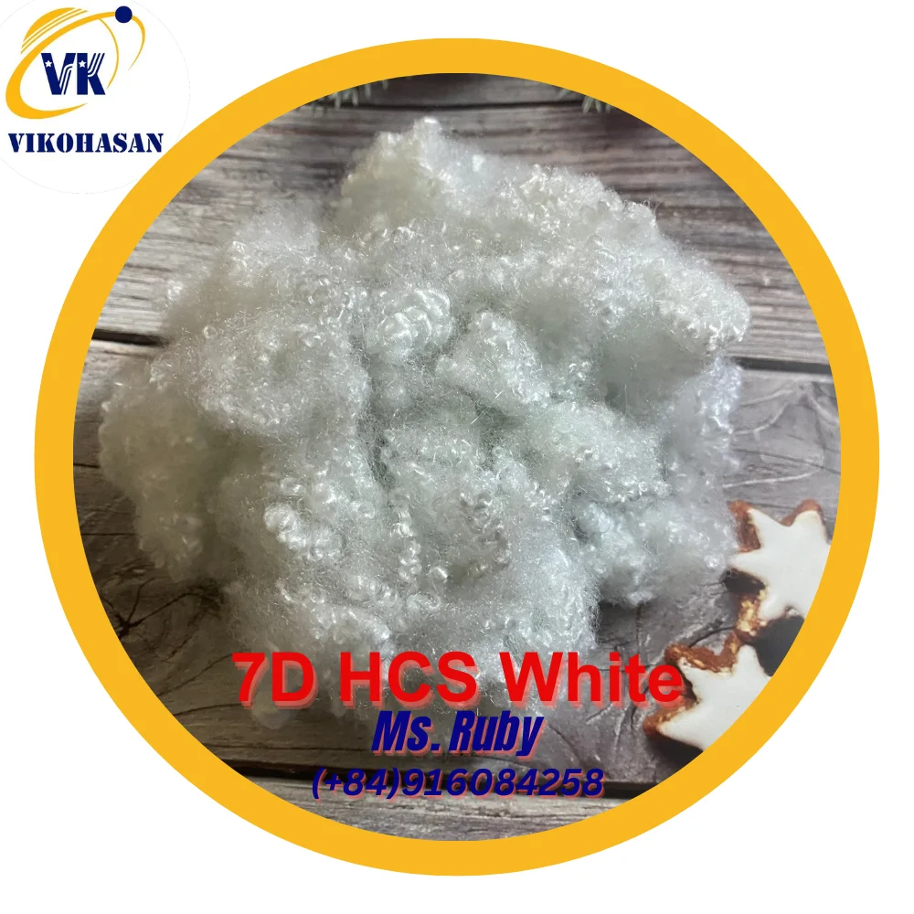 Vikohasan 7D HCS White Hollow Conjugated Siliconized PSF Recycled Polyester Staple Fibers Soft Furniture Cushion stuffing 15D
