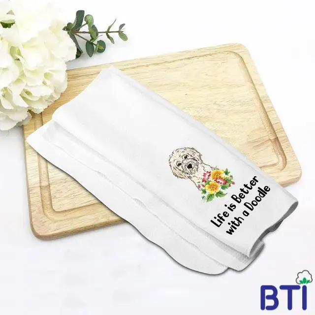 Digital Printed Home Textile 100% Cotton Super Absorbent Custom Printed Kitchen Tea Dish Towels